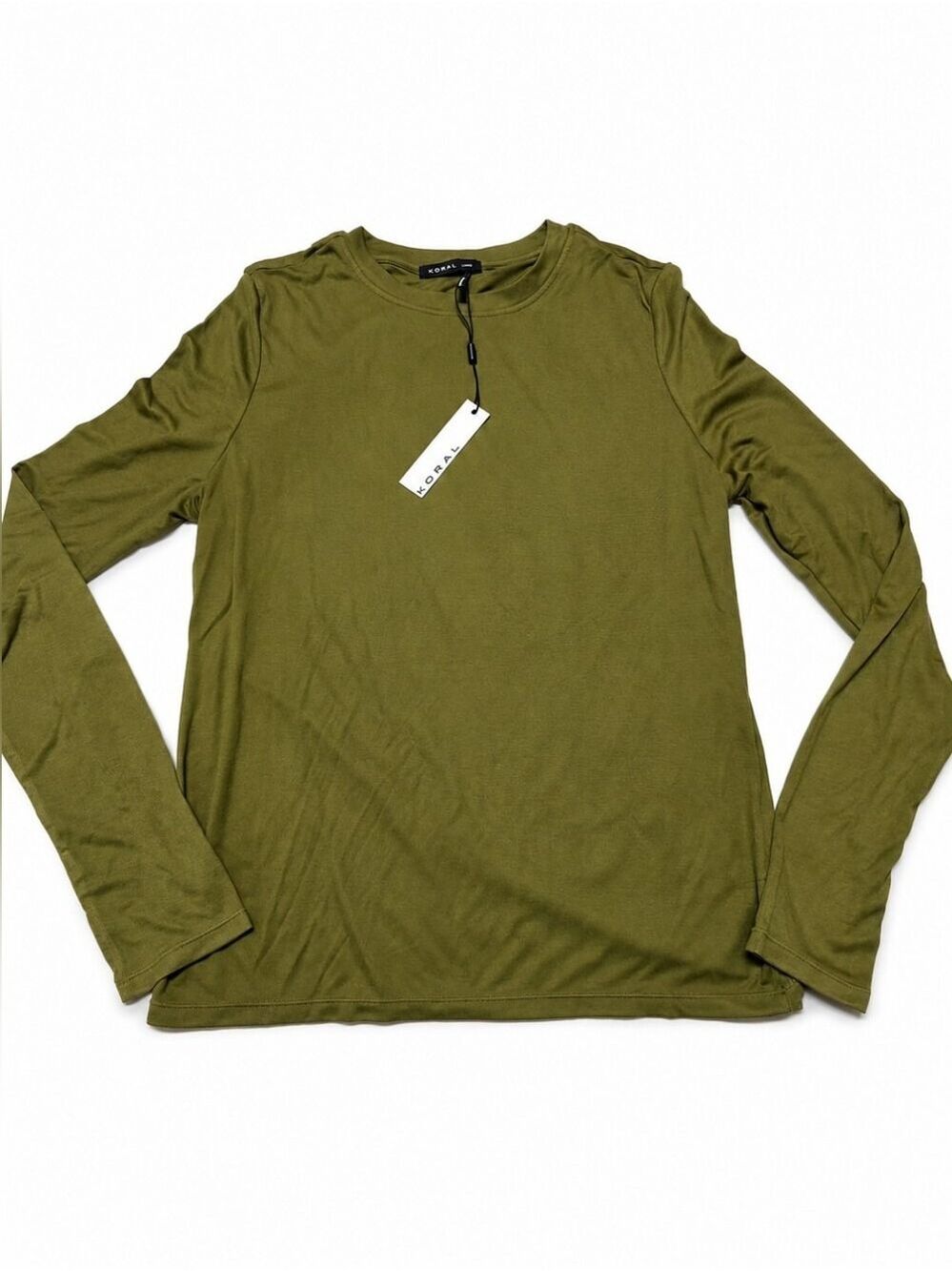 Koral Olive Green Open Back Long Sleeve Top Size Large NWT